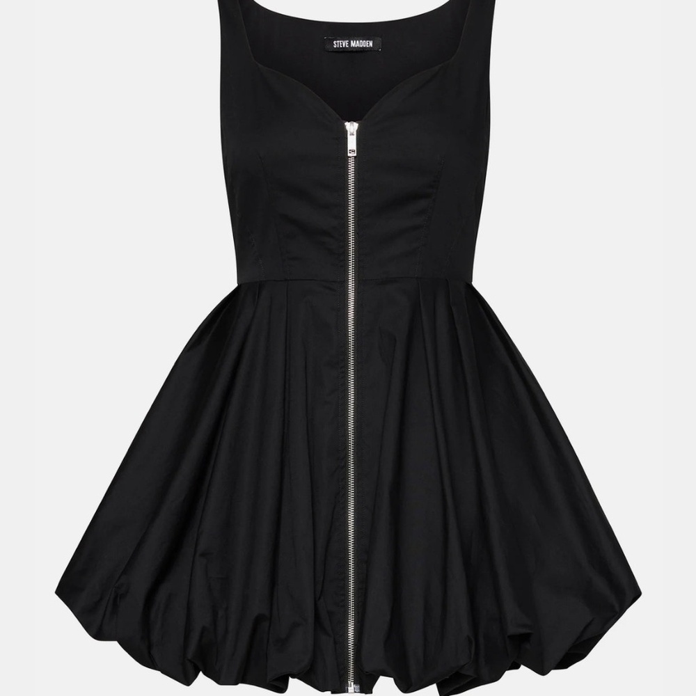 Steve MaddenWomen's Haiden Bubble-Hem Fit & Flare Black Dress Size M - Picture 3 of 16